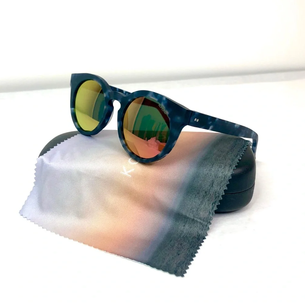 KOMONO Lulu Matte Indigo Demi Sunglasses NEW blue tortoise